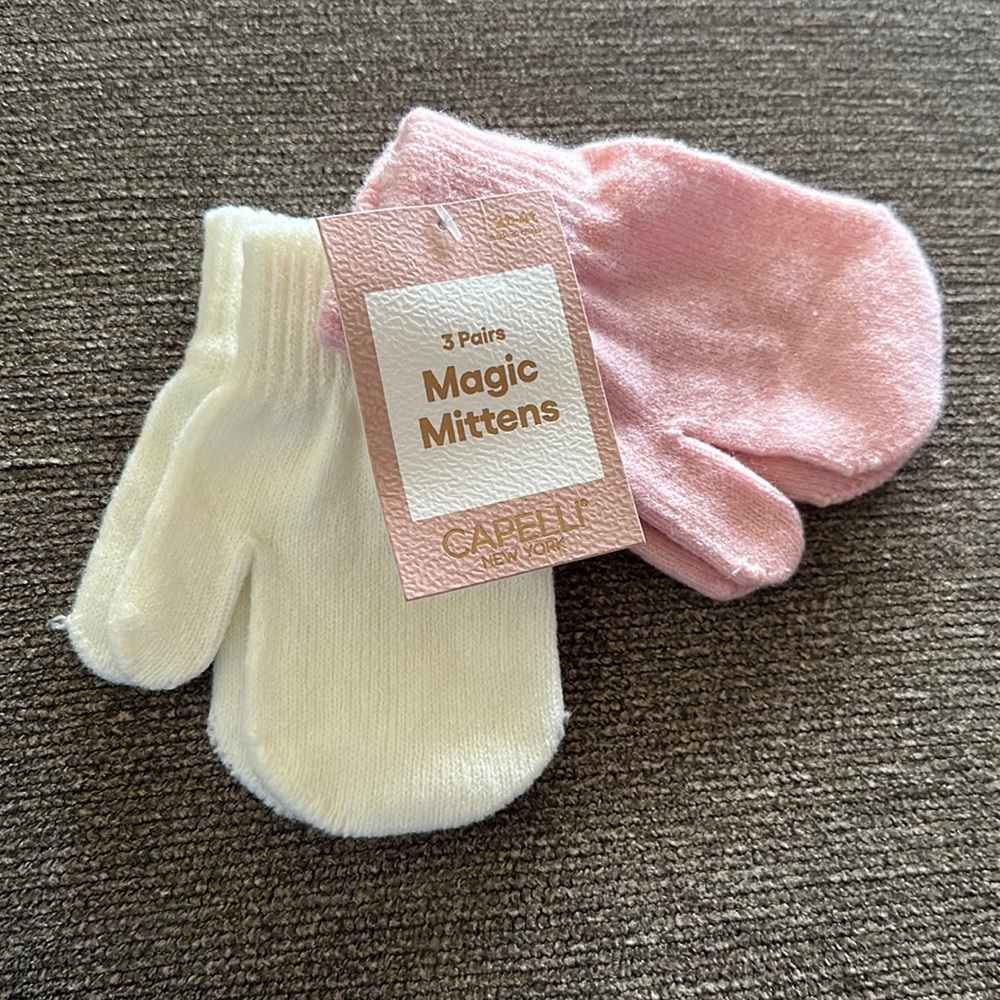 Pink and White Children’s Mittens